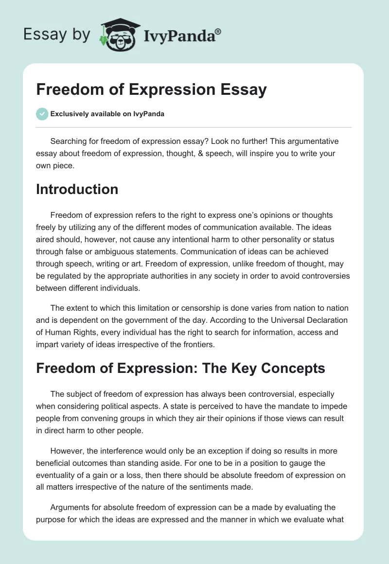 Freedom of Expression Essay. Page 1