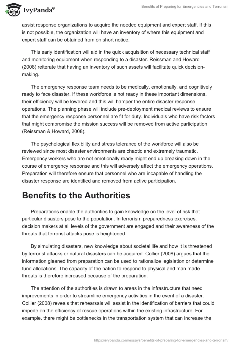 Benefits of Preparing for Emergencies and Terrorism. Page 3