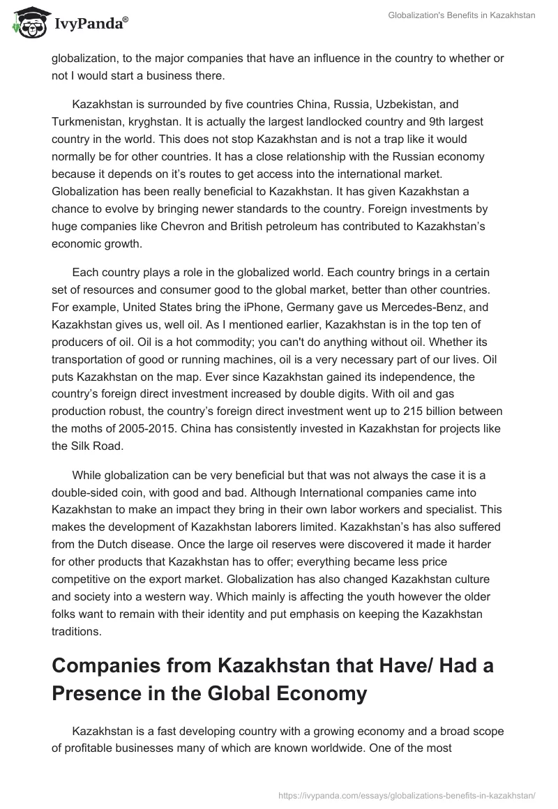 Globalization's Benefits in Kazakhstan. Page 2