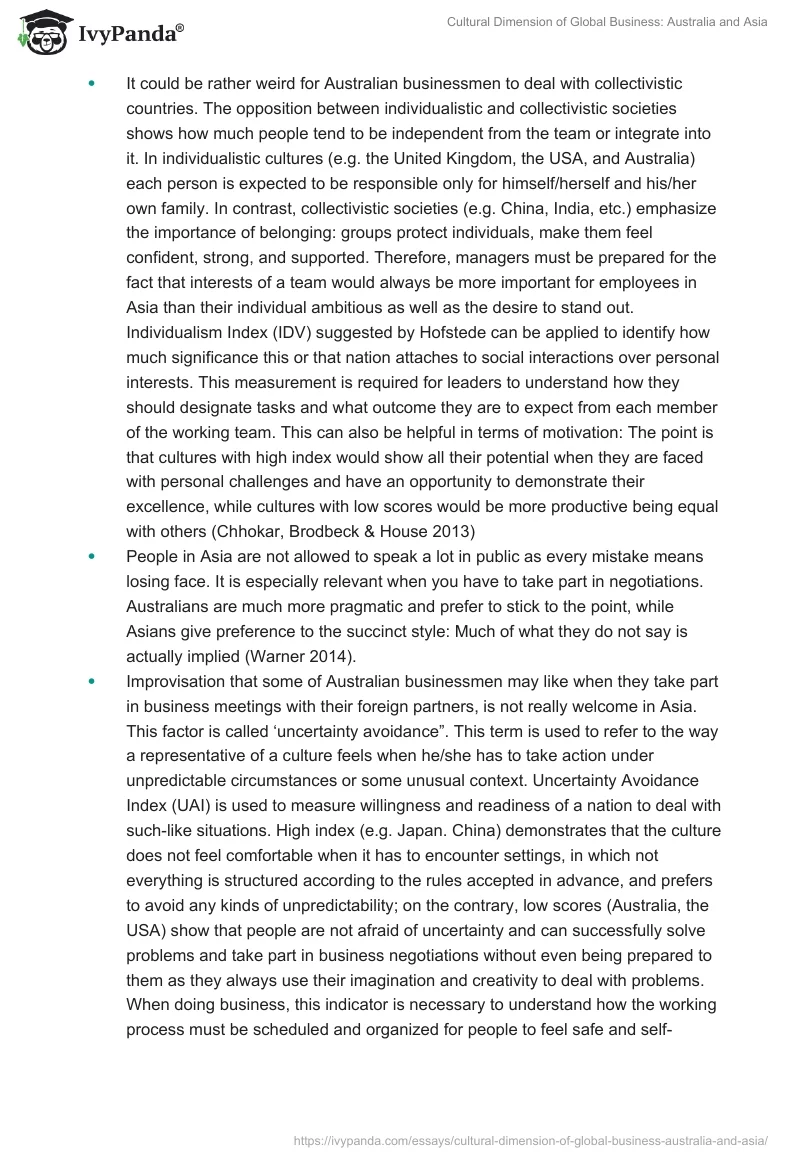 Cultural Dimension of Global Business: Australia and Asia. Page 3