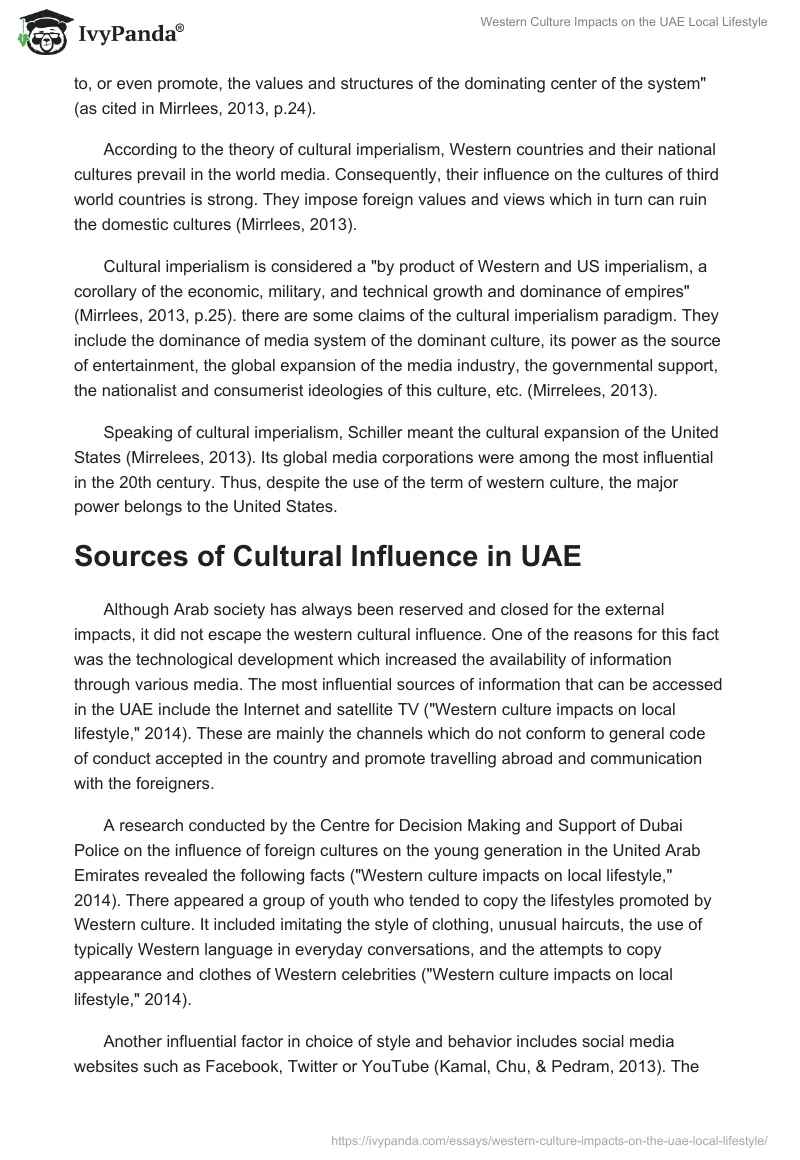 Western Culture Impacts on the UAE Local Lifestyle. Page 2