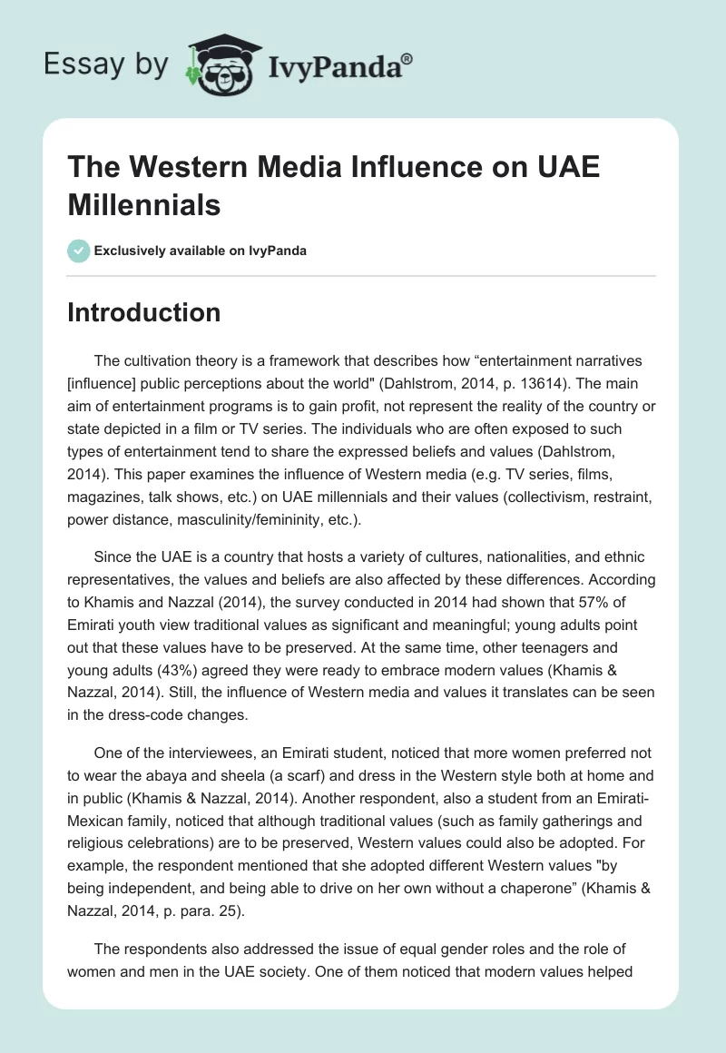 The Western Media Influence on UAE Millennials. Page 1