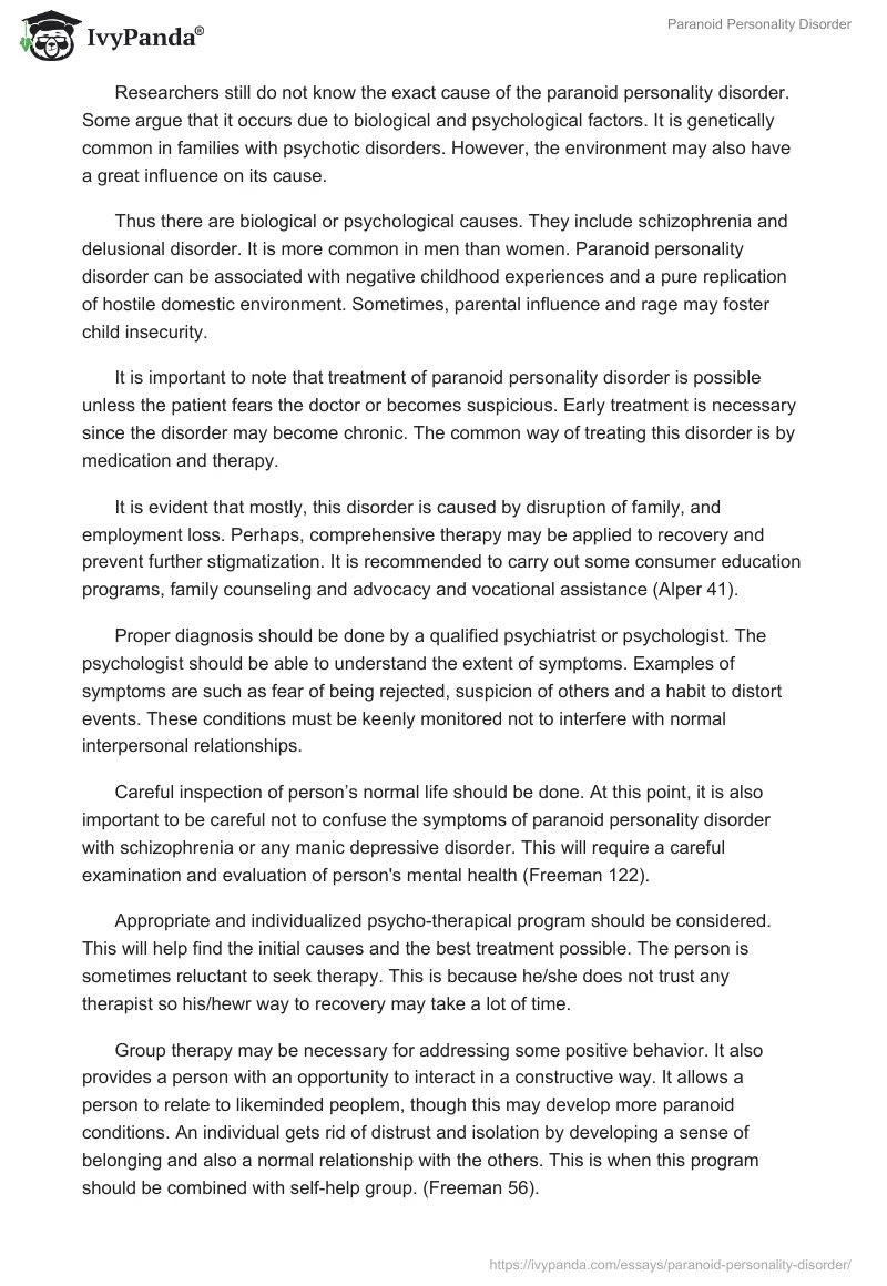 Paranoid Personality Disorder. Page 2