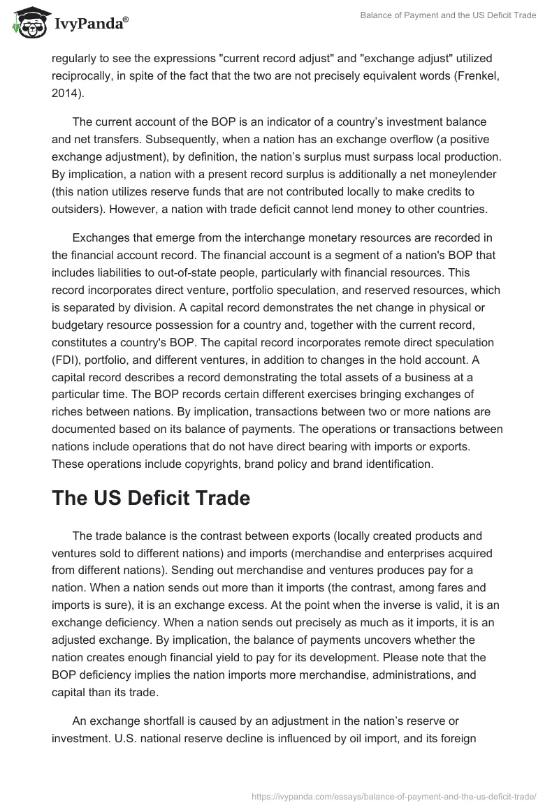 Balance of Payment and the US Deficit Trade. Page 2