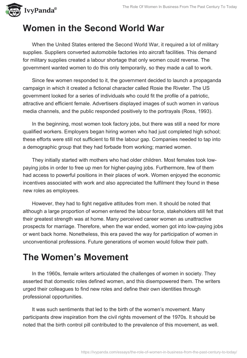 The Role of Women in Business From the Past Century to Today. Page 3