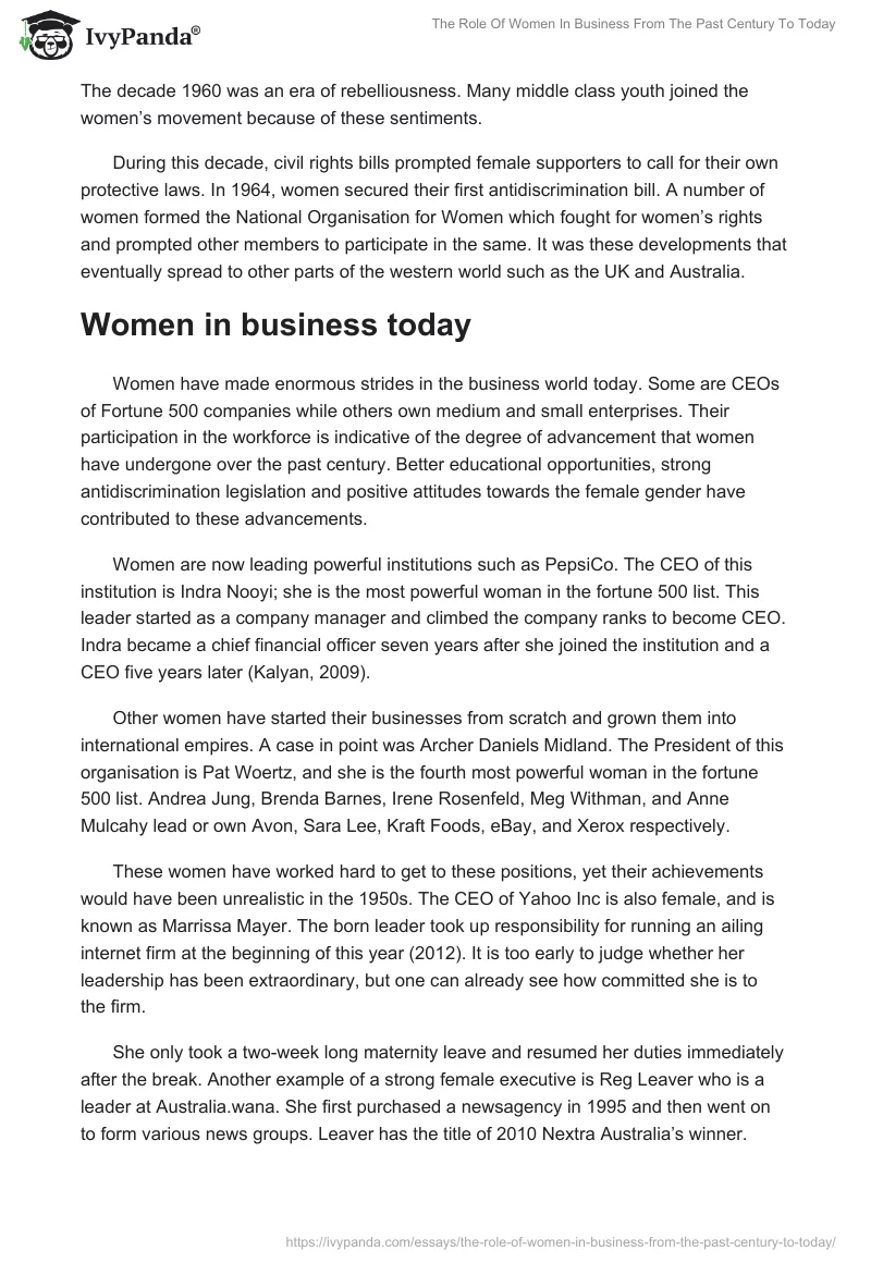 The Role of Women in Business From the Past Century to Today. Page 4
