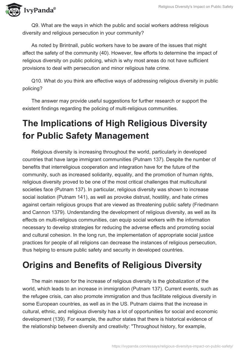 Religious Diversity's Impact on Public Safety. Page 4