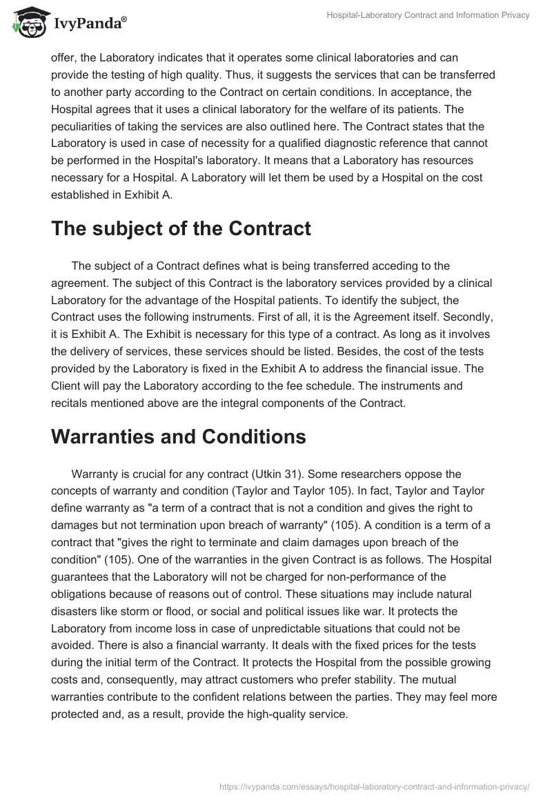 Hospital-Laboratory Contract and Information Privacy. Page 2