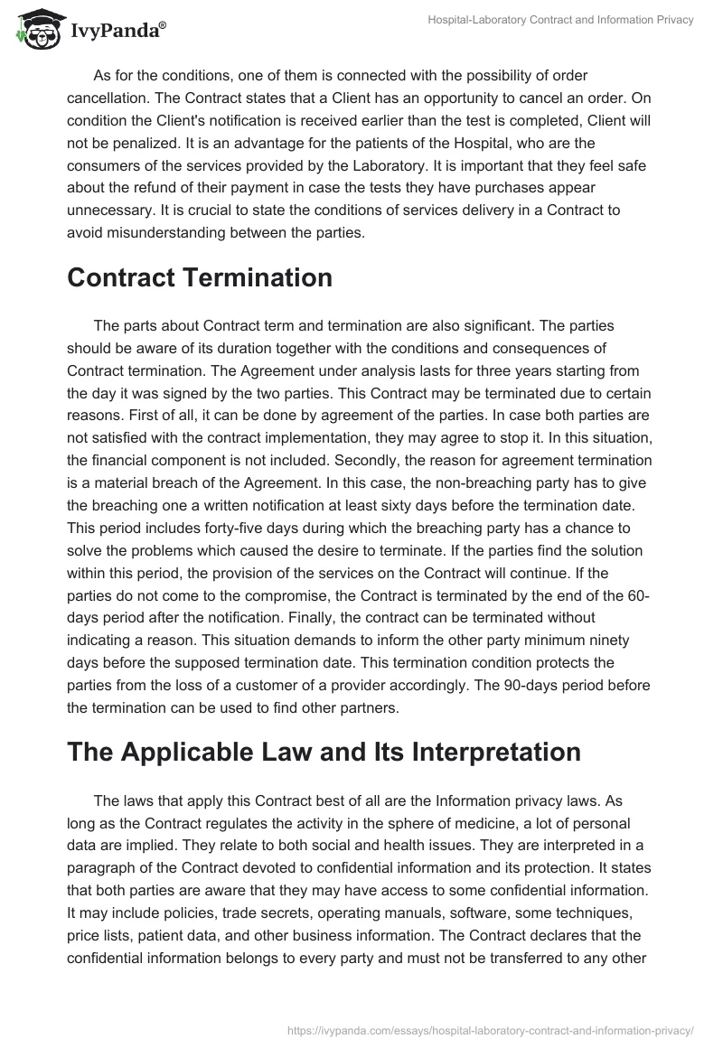 Hospital-Laboratory Contract and Information Privacy. Page 3