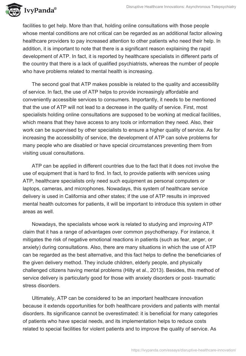 Disruptive Healthcare Innovations: Asynchronous Telepsychiatry. Page 2