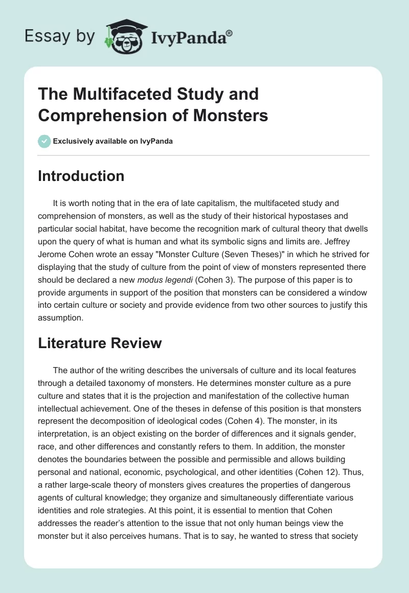 The Multifaceted Study and Comprehension of Monsters. Page 1