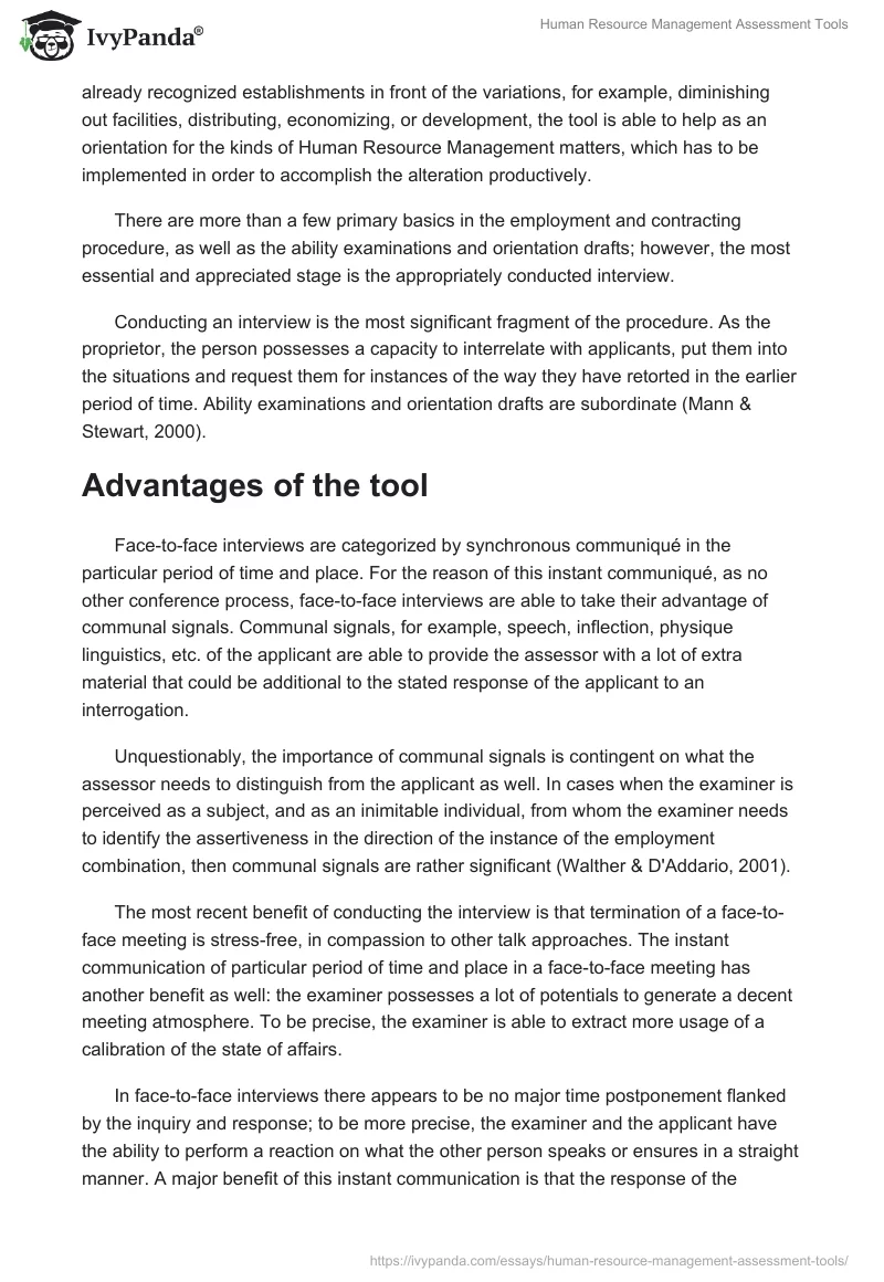 Human Resource Management Assessment Tools. Page 2
