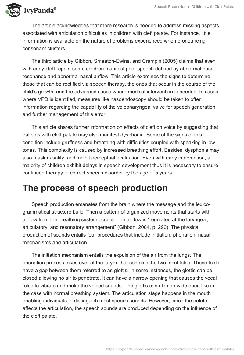 Speech Production in Children with Cleft Palate. Page 4