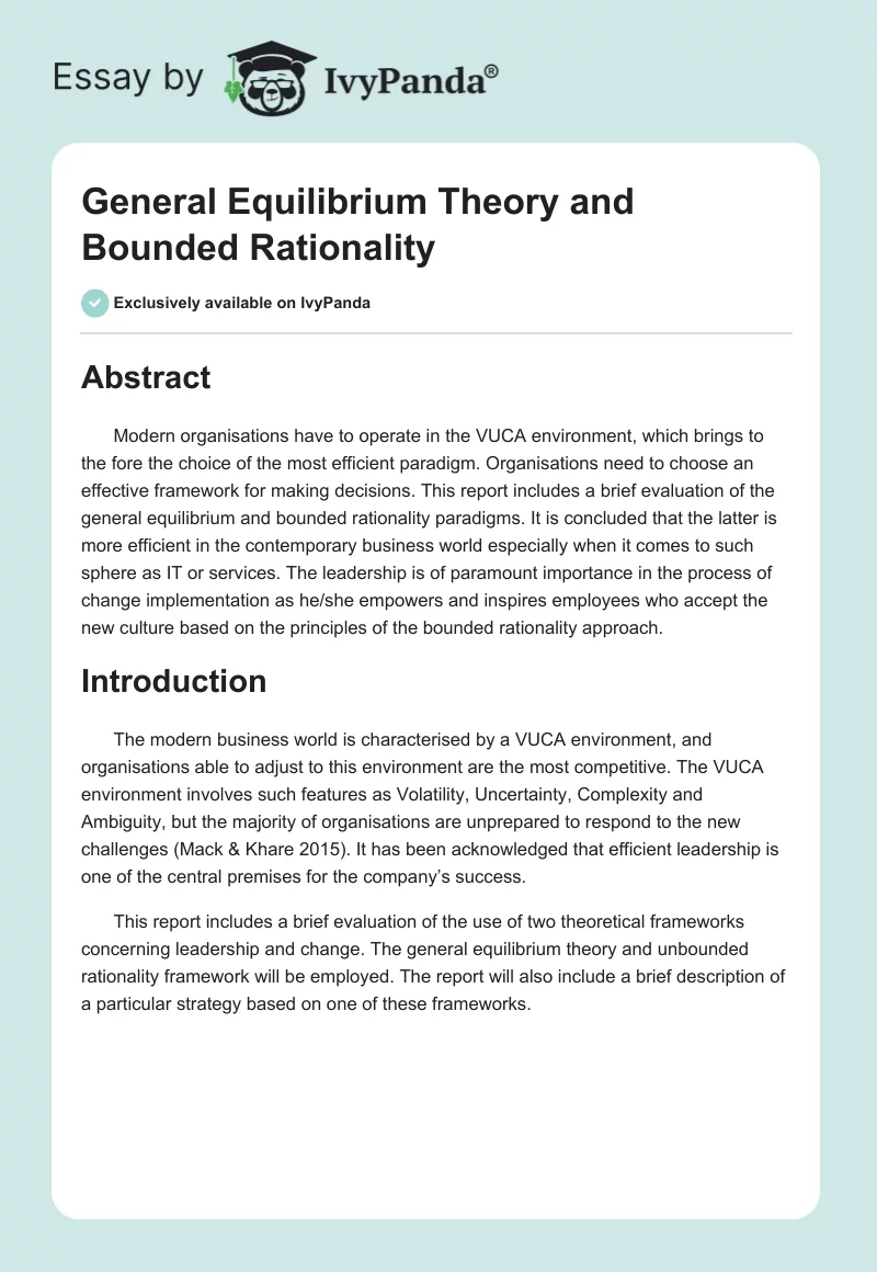 General Equilibrium Theory and Bounded Rationality. Page 1