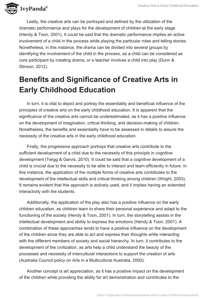 Creative Arts in Early Childhood Education. Page 3