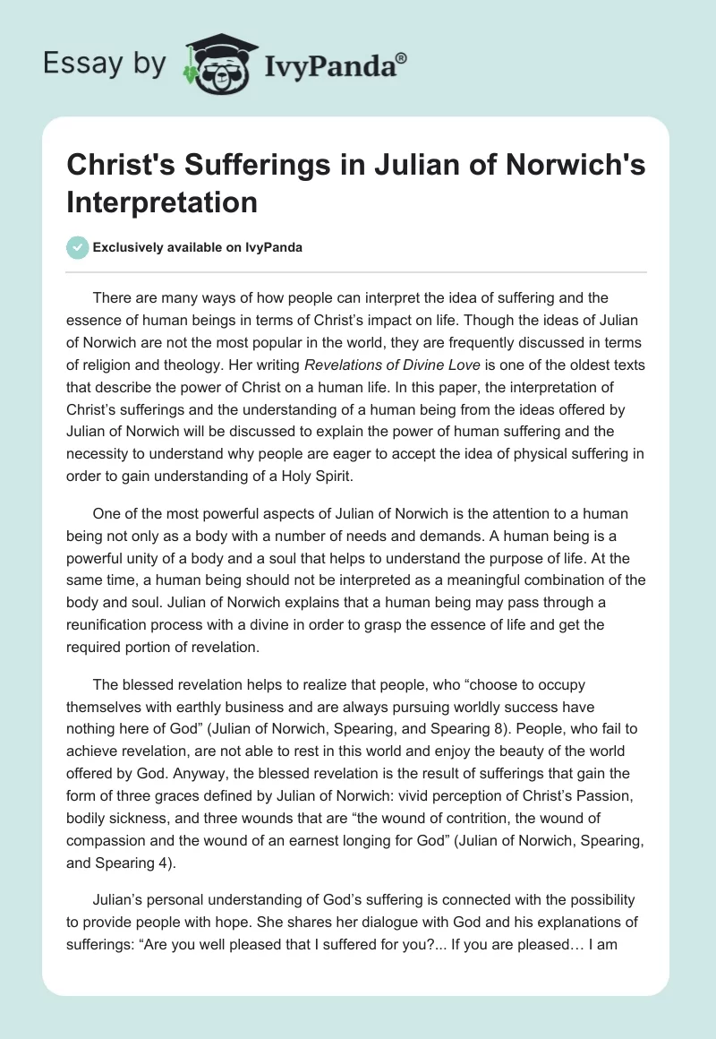 Christ's Sufferings in Julian of Norwich's Interpretation. Page 1