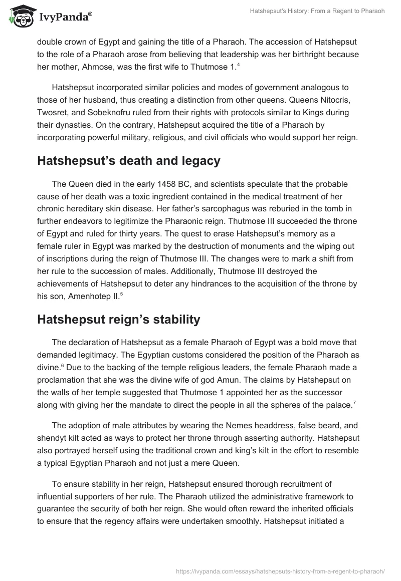 Hatshepsut's History: From a Regent to Pharaoh. Page 2