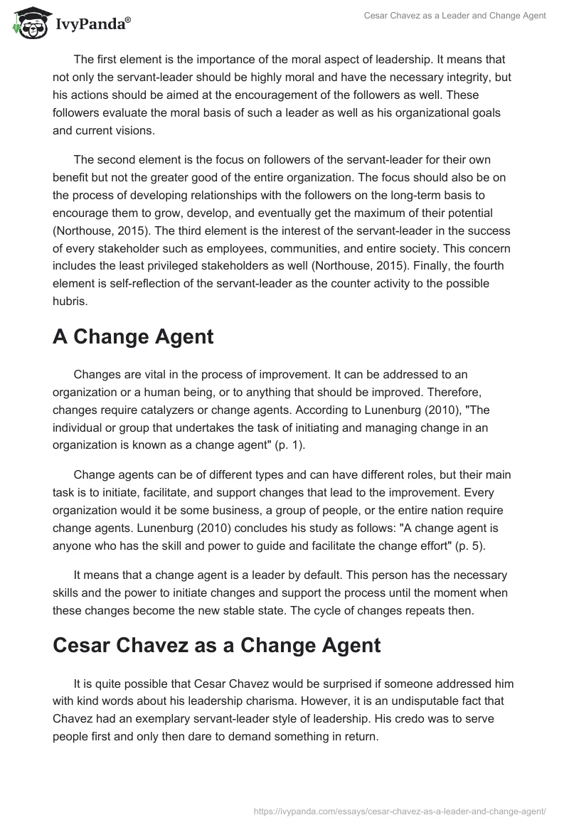 Cesar Chavez as a Leader and Change Agent. Page 2