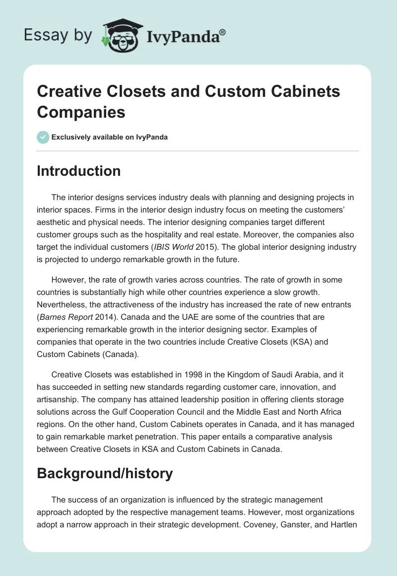 Creative Closets and Custom Cabinets Companies. Page 1