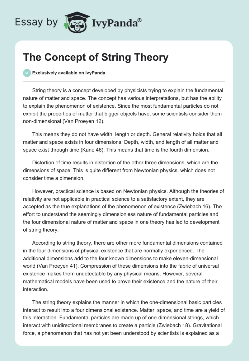 The Concept of String Theory. Page 1