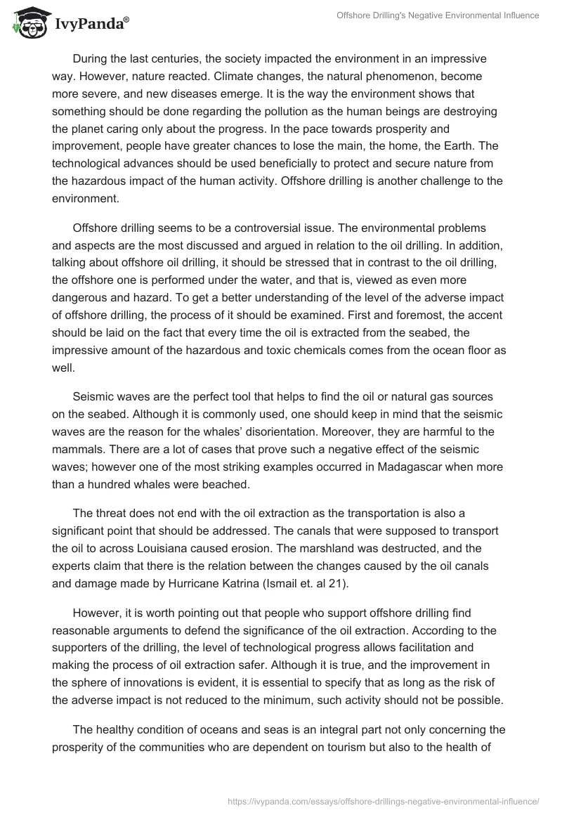 Offshore Drilling's Negative Environmental Influence. Page 2