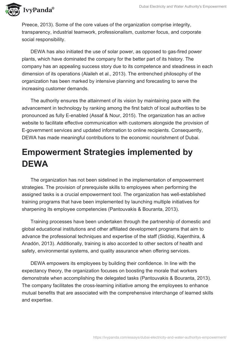 Dubai Electricity and Water Authority's Empowerment. Page 2