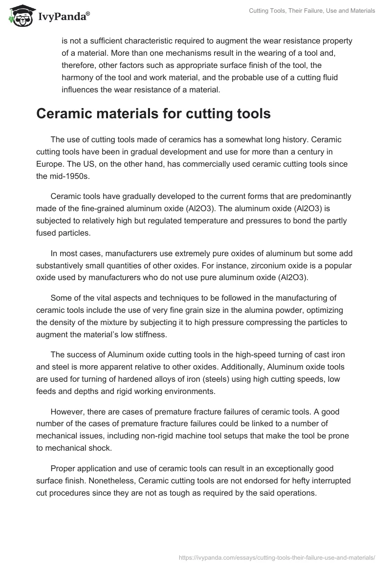 Cutting Tools, Their Failure, Use and Materials. Page 4