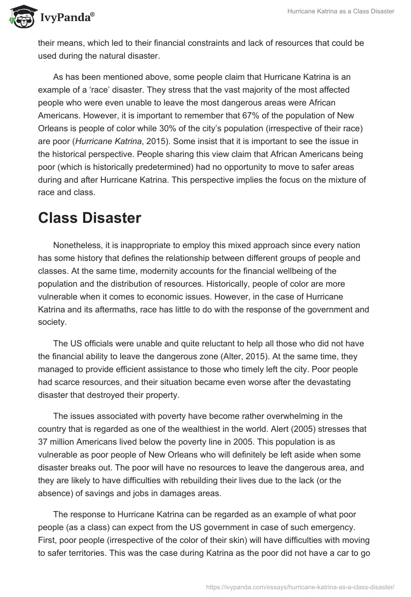 Hurricane Katrina as a Class Disaster. Page 2
