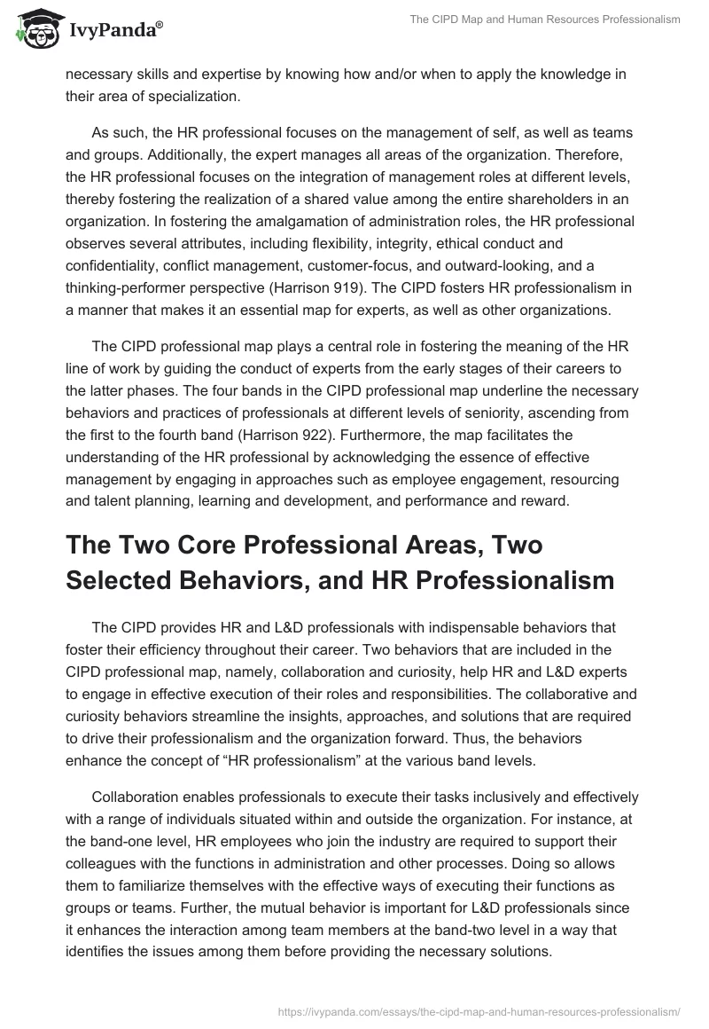 The CIPD Map and Human Resources Professionalism. Page 2