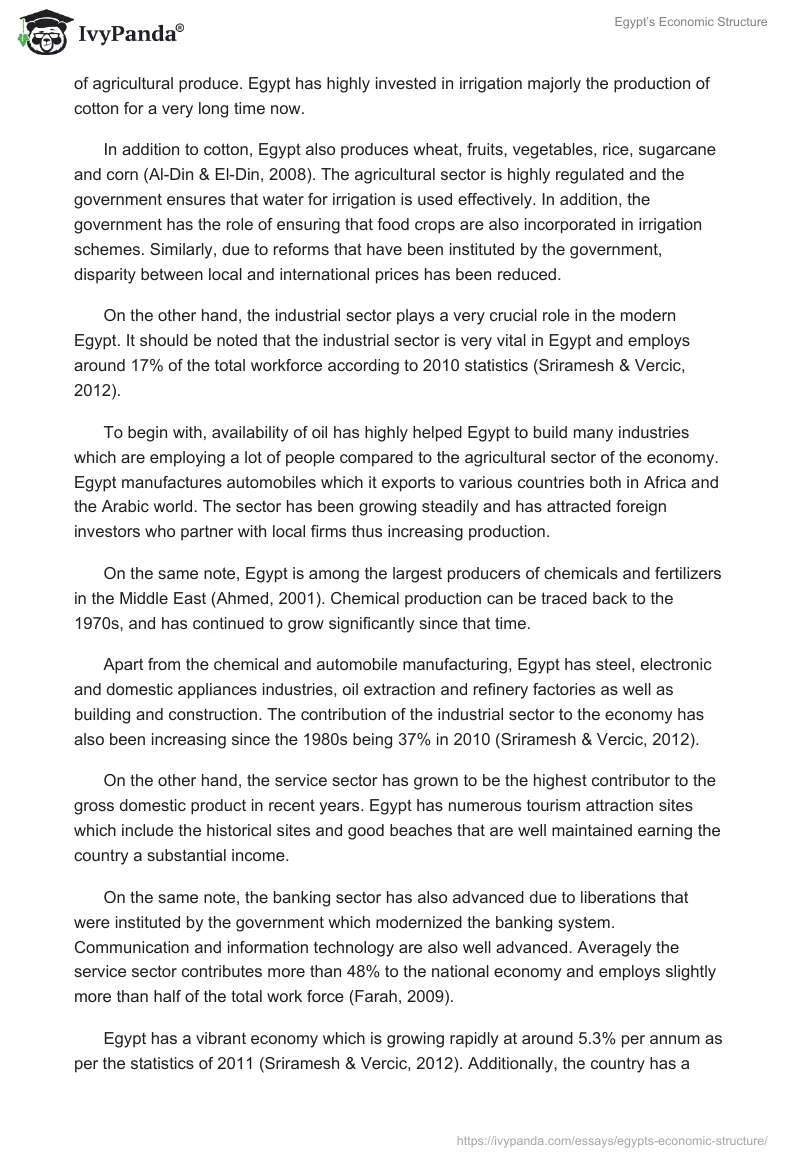 Egypt’s Economic Structure. Page 2
