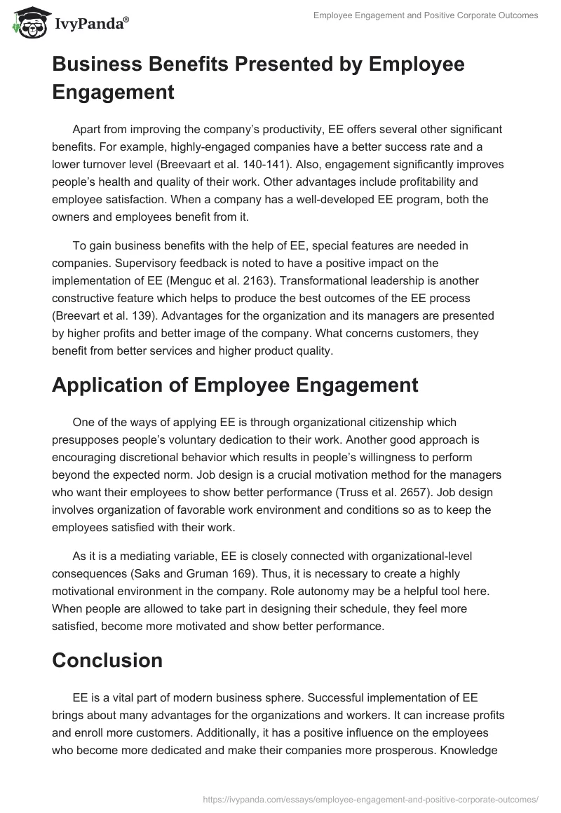 Employee Engagement and Positive Corporate Outcomes. Page 2