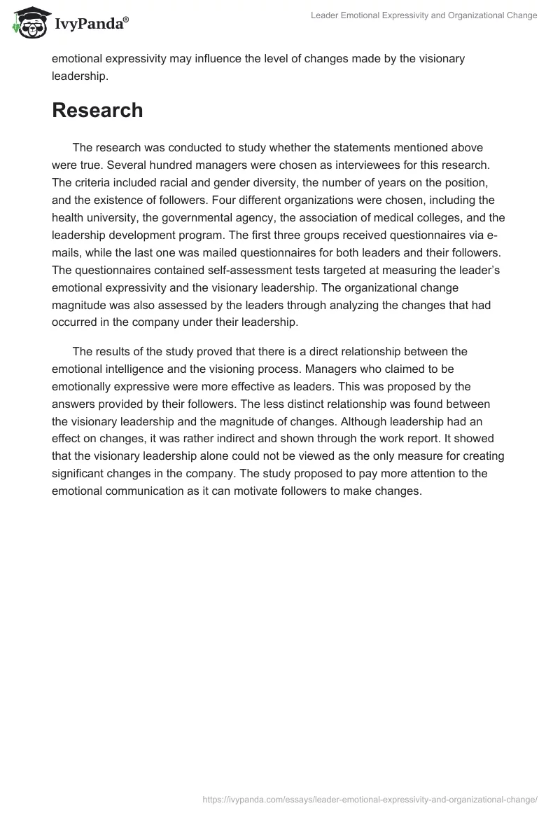 Leader Emotional Expressivity and Organizational Change. Page 2