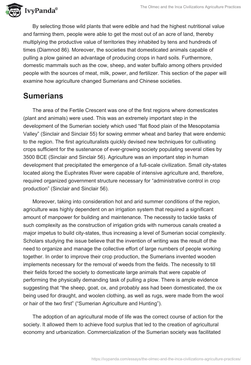 The Olmec and the Inca Civilizations Agriculture Practices. Page 5