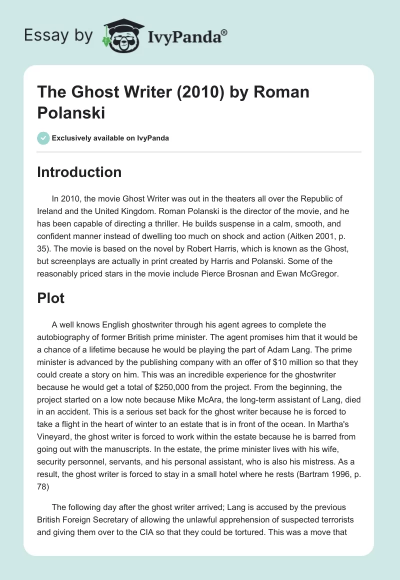 "The Ghost Writer" (2010) by Roman Polanski. Page 1
