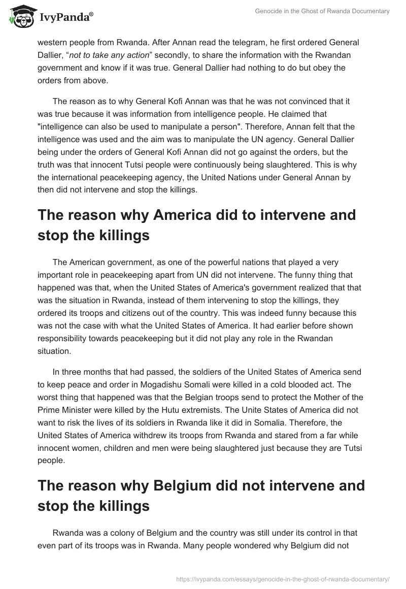 Genocide in the "Ghost of Rwanda" Documentary. Page 2
