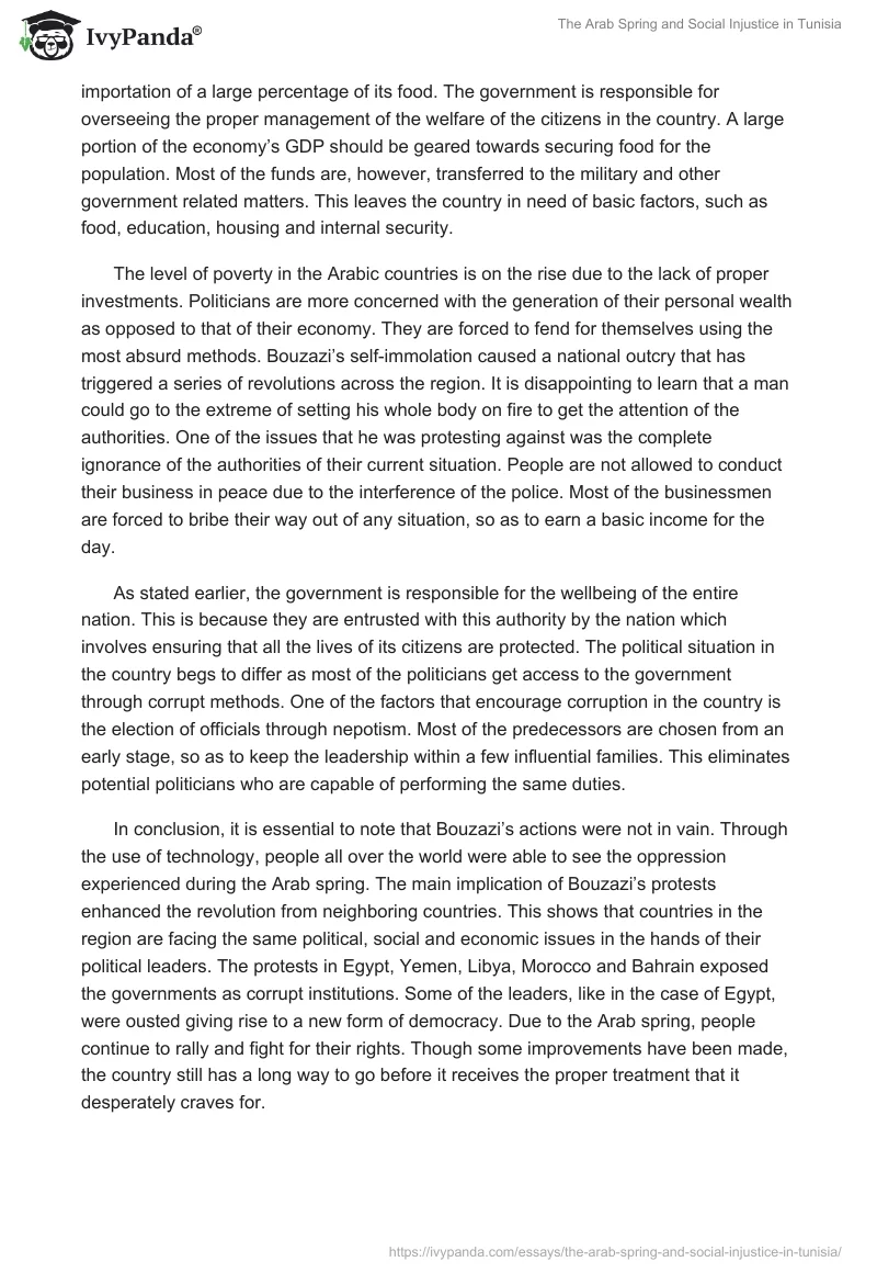 The Arab Spring and Social Injustice in Tunisia. Page 2