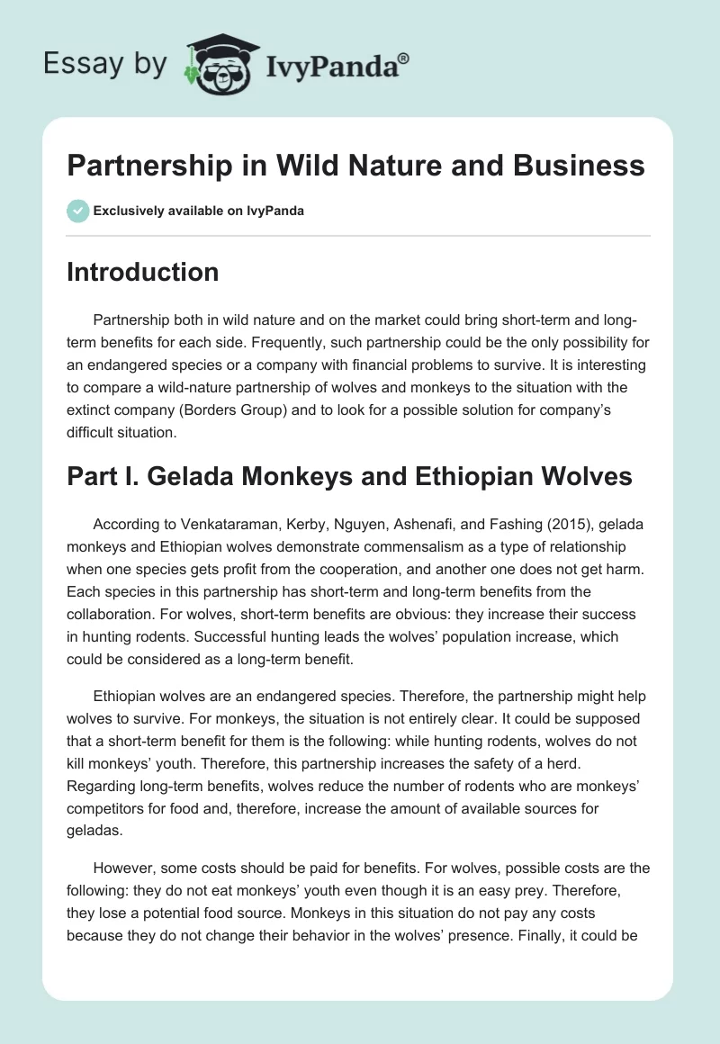 Partnership in Wild Nature and Business. Page 1