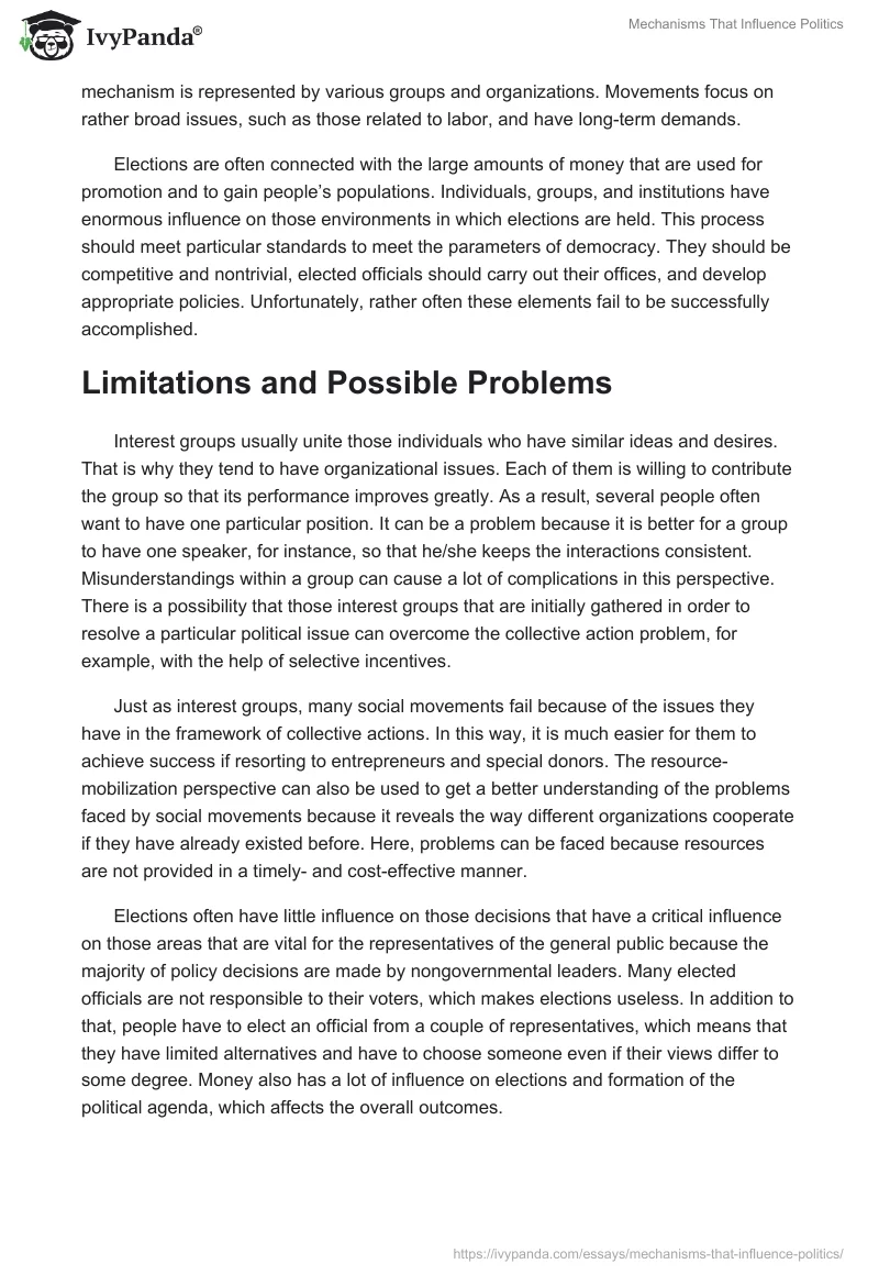 Mechanisms That Influence Politics. Page 2