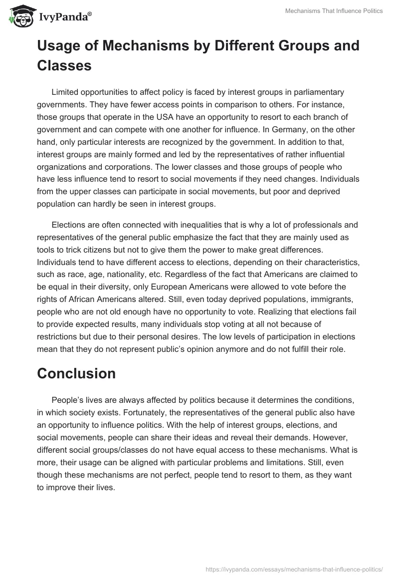 Mechanisms That Influence Politics. Page 3