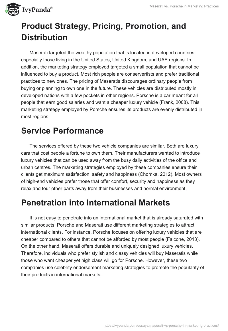 Maserati vs. Porsche in Marketing Practices. Page 3