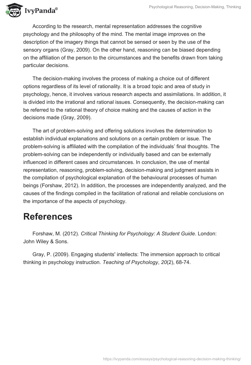 Psychological Reasoning, Decision-Making, Thinking. Page 2
