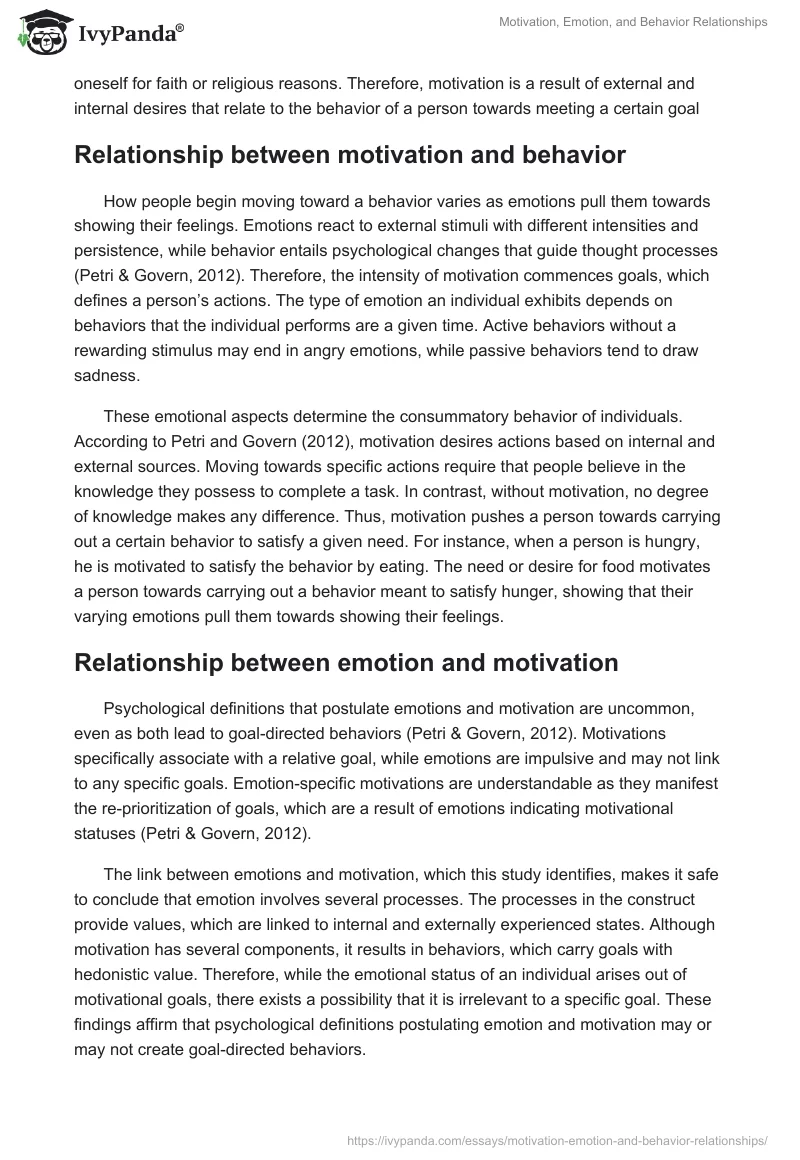 Motivation, Emotion, and Behavior Relationships. Page 2