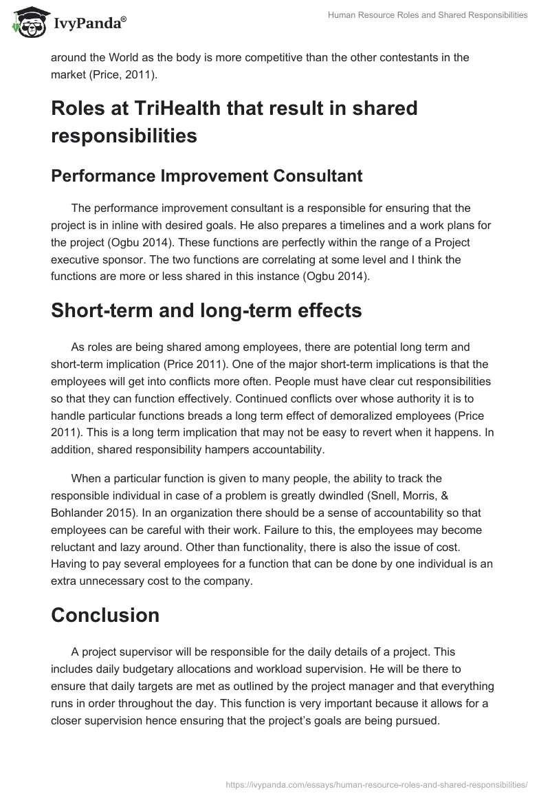Human Resource Roles and Shared Responsibilities. Page 2