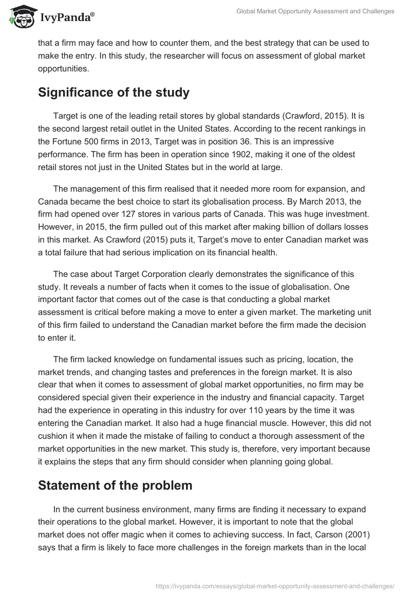Global Market Opportunity Assessment and Challenges. Page 2