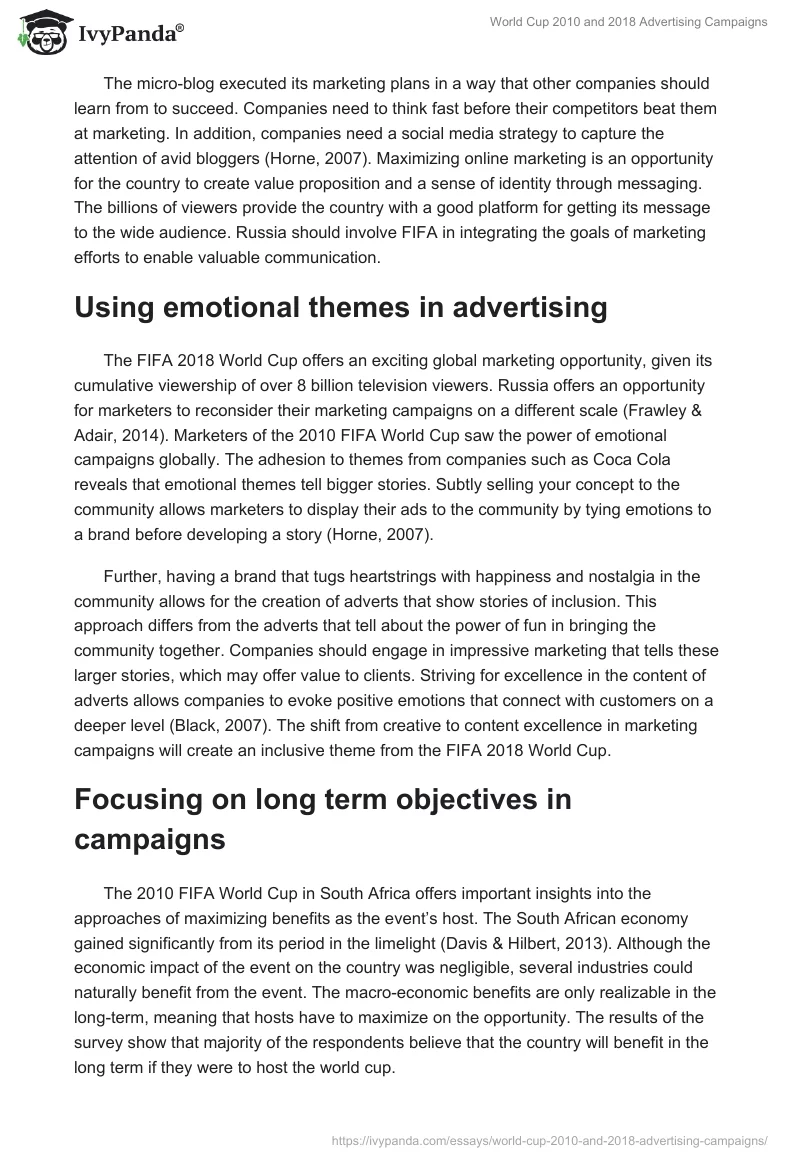 World Cup 2010 and 2018 Advertising Campaigns. Page 2