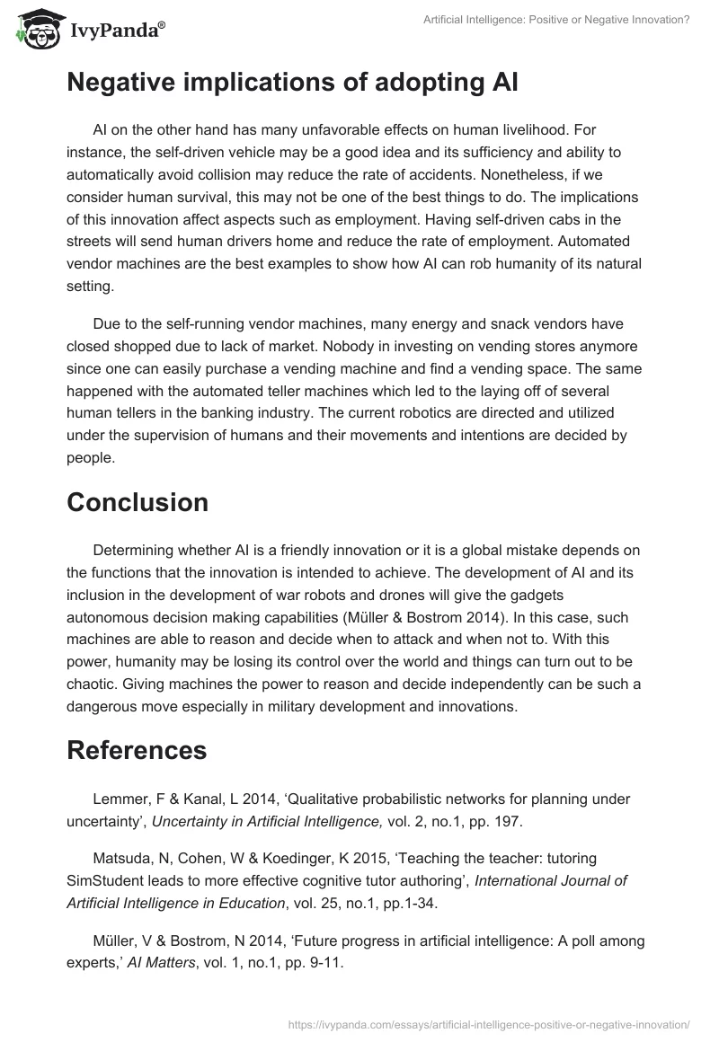 Artificial Intelligence: Positive or Negative Innovation?. Page 2
