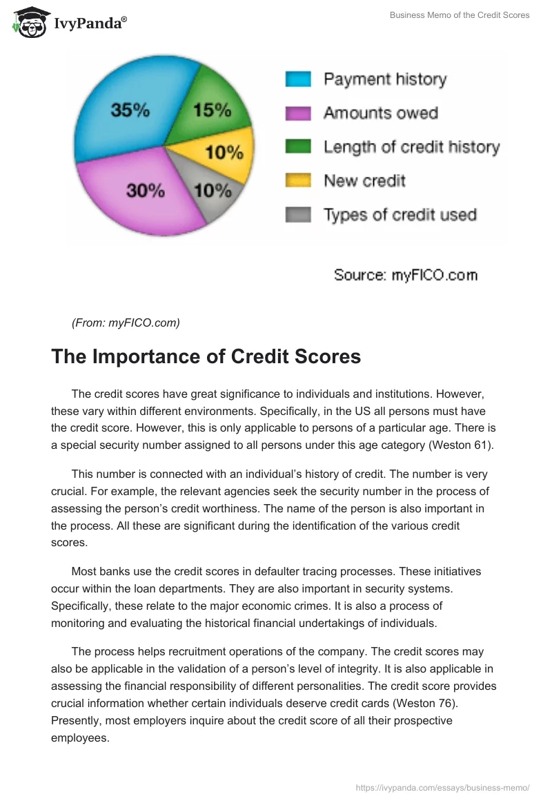 Business Memo of the Credit Scores. Page 3