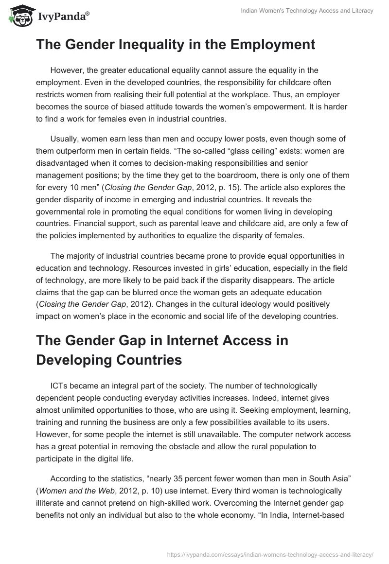 Indian Women's Technology Access and Literacy. Page 4