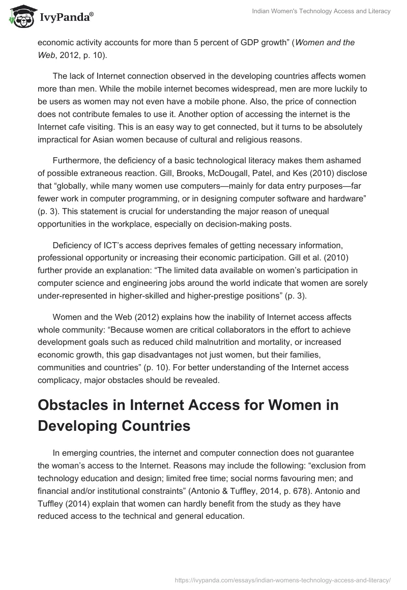 Indian Women's Technology Access and Literacy. Page 5