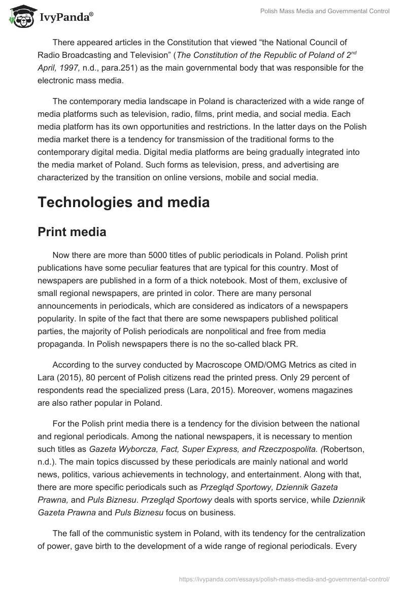 Polish Mass Media and Governmental Control. Page 2